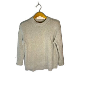 Philosophy Republic Gray Beige Cozy Fluffy Knit Crewneck 3/4 Sleeve Sweater Sz M